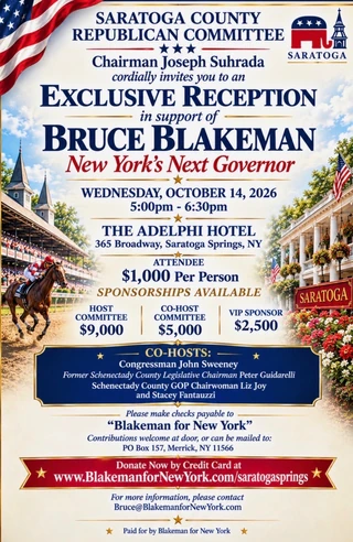 Flyer for Exclusive Reception in support of Bruce Blakeman